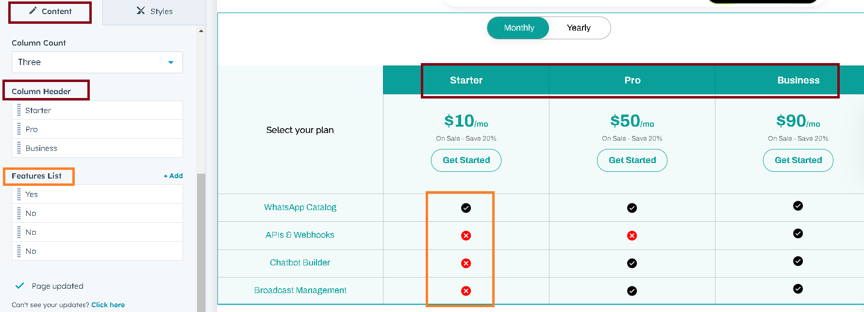 AW Pricing Table Module for HubSpot | Documentation