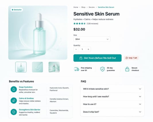 shopify product page design