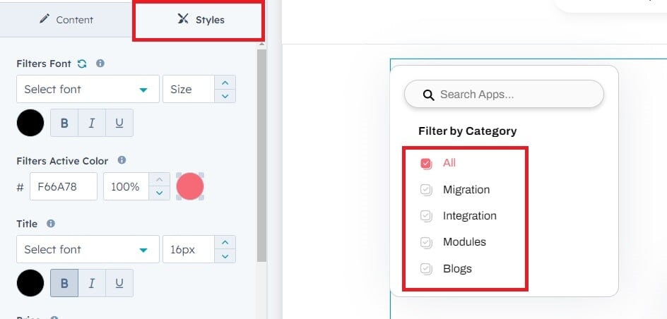 App Filters With Search Module for HubSpot | Documentation