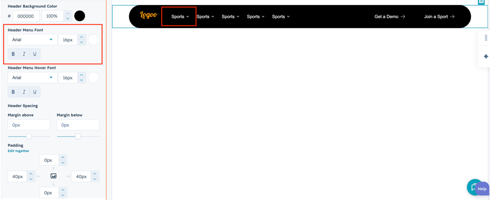 header-menu-font