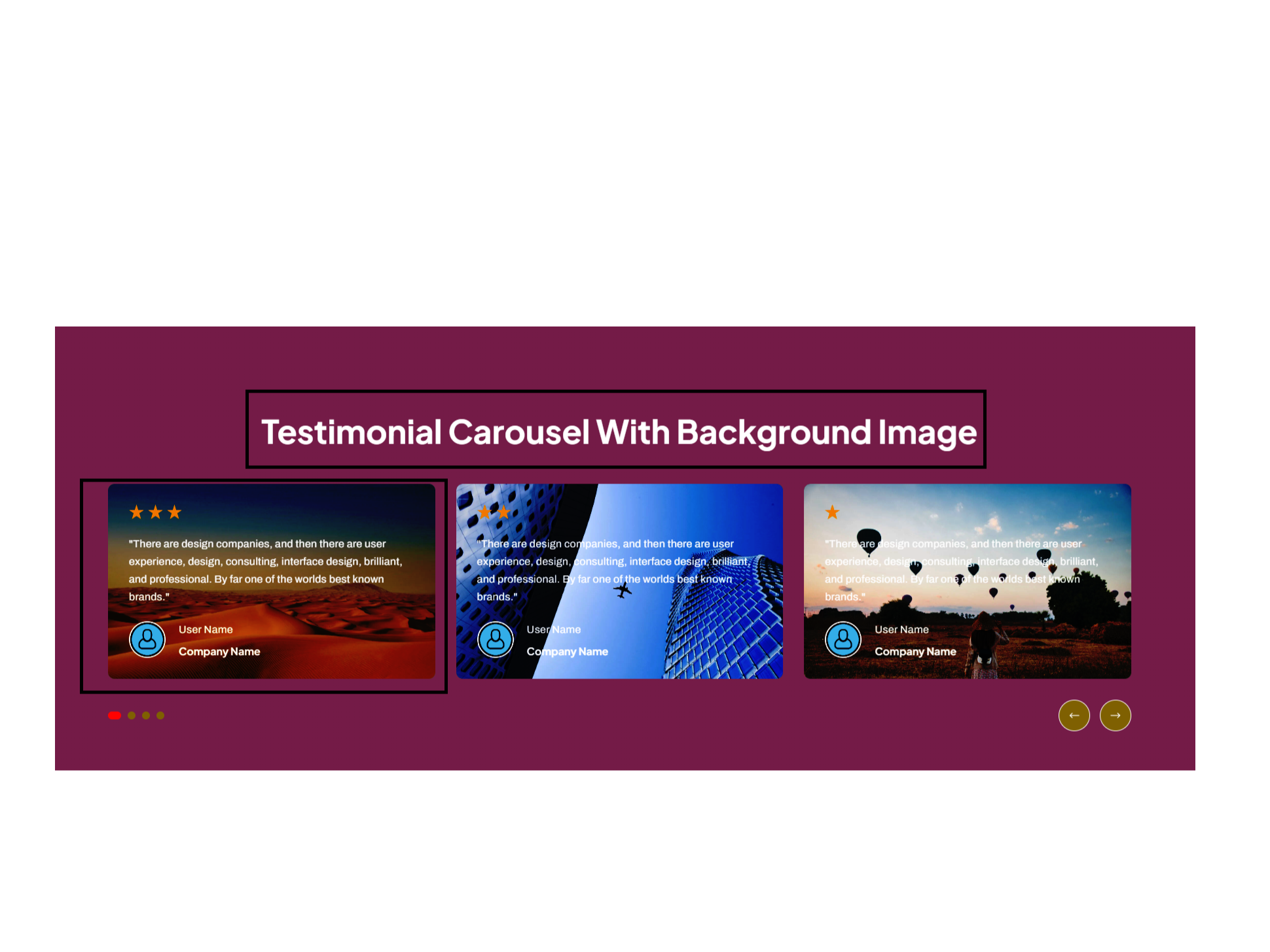 Testimonial carousel With Background Image