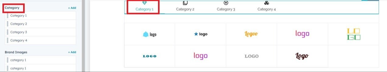 user can add the category name in repeater field.