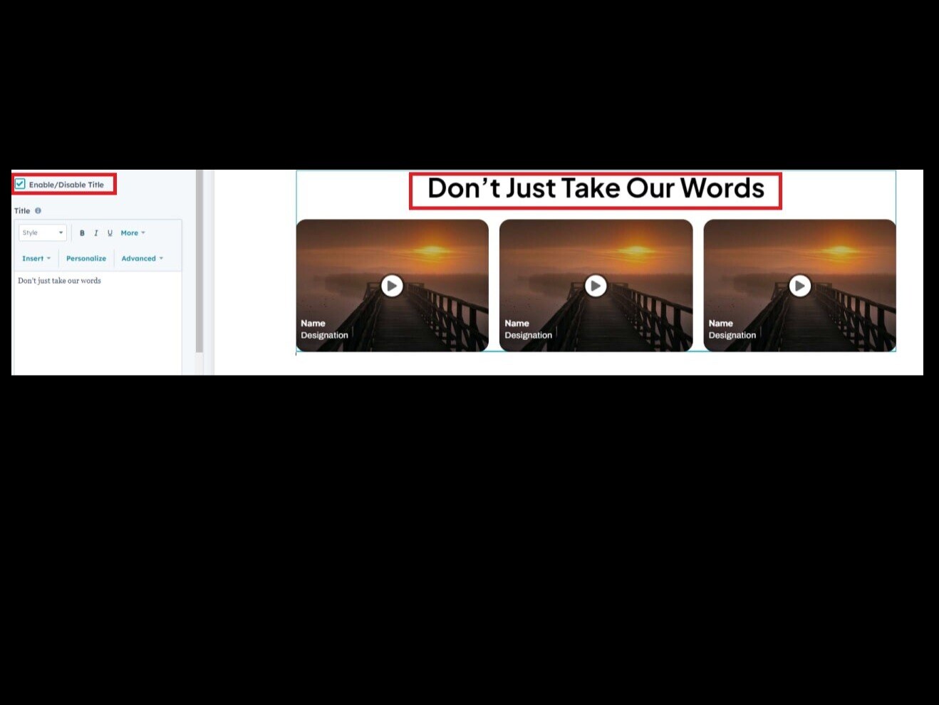 Enable/Disable Title