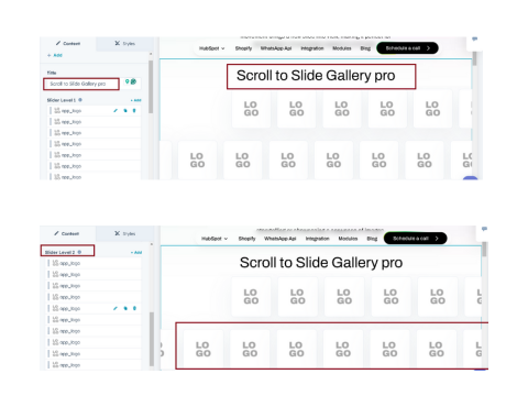 Title & Silder levels